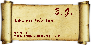 Bakonyi Gábor névjegykártya